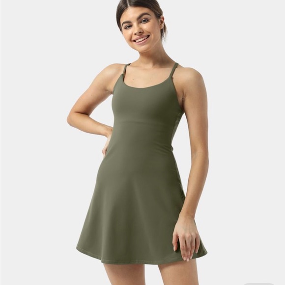 Halara Everyday Cloudful Fabric Backless 2-in-1 Flare Workout Dress-Wannabe - Picture 2 of 9